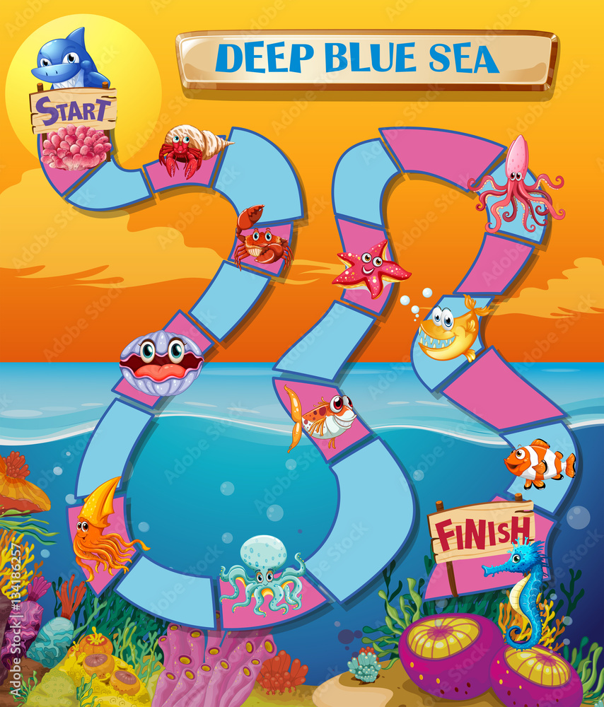 Game template with sea animals