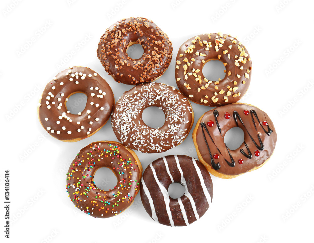 Tasty donuts on white background Tasty donuts on white background