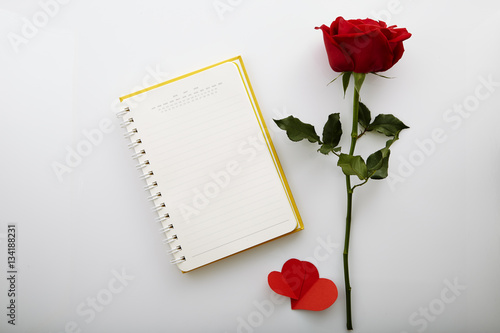 valentine red rose paper hearts