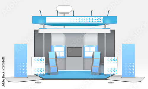 Realistic Advertising Exhibit Booth Composition