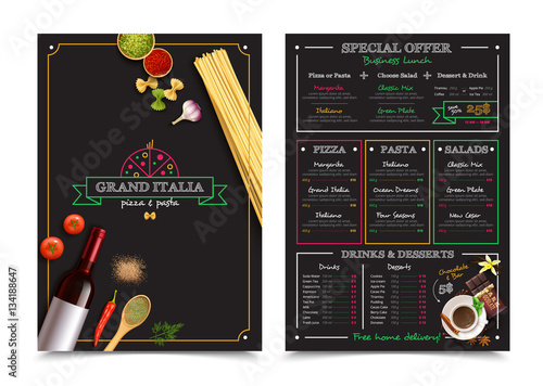 Italian Restaurant Menu With Special Offer