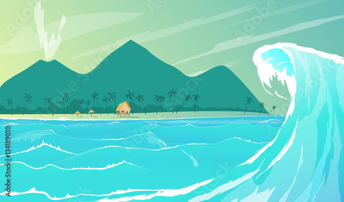 Seaside resort cartoon vector illustration