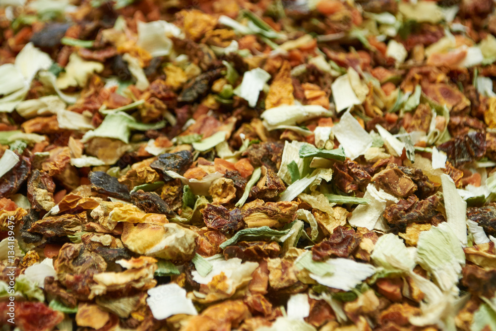 dried vegetables dressing for dishes closeup