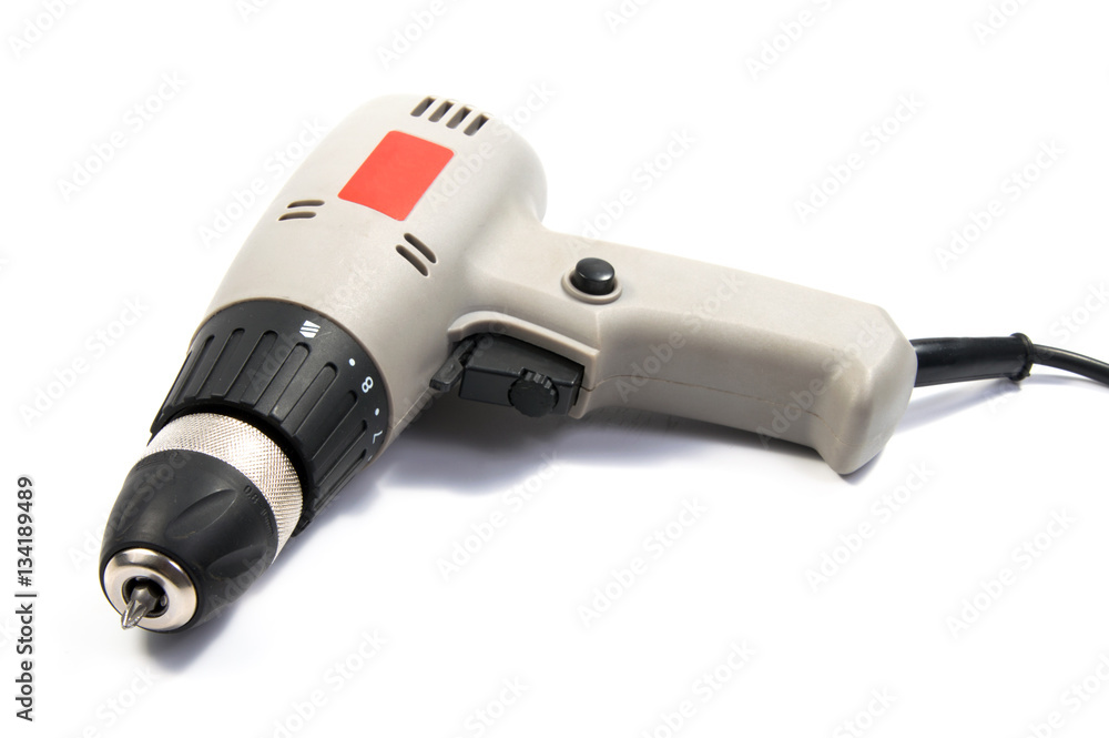 ELEKTRICHESKA DRILL AND DRILL BIT ISOLATED ON WHITE BACKGROUND ELEKTRICHESKA DRILL AND DRILL BIT ISOLATED ON WHITE BACKGROUND
