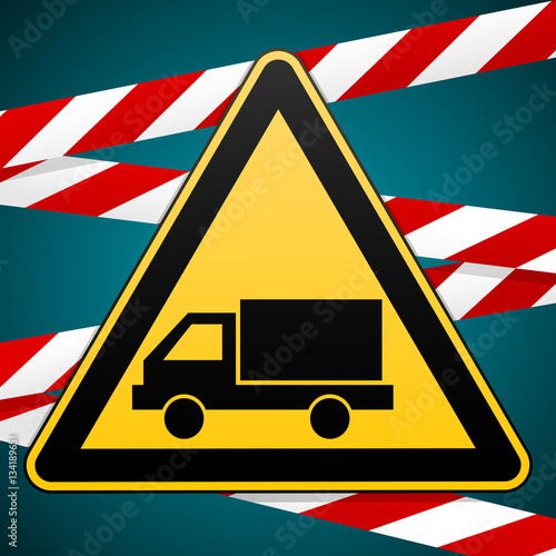 Beware of the car. Safety warning sign.