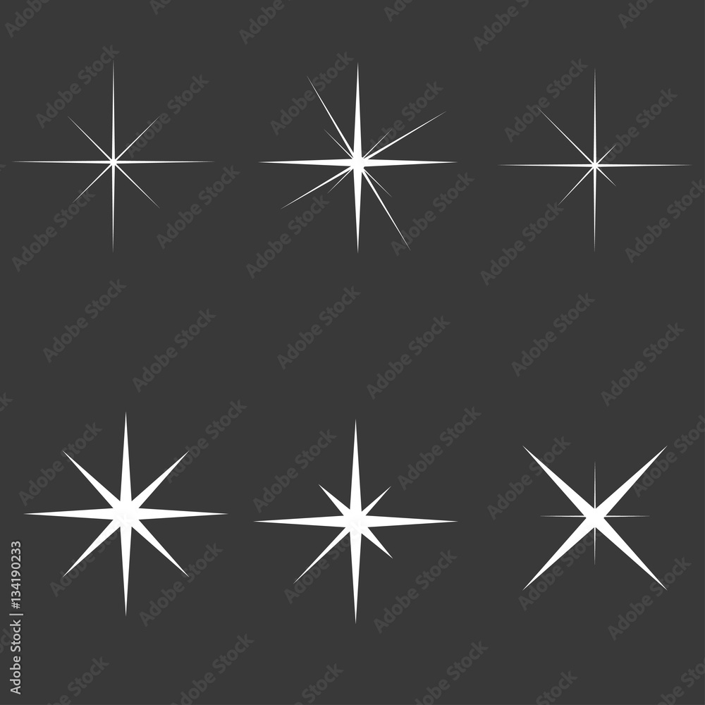 Sparkle lights stars set. Glowing light effect star bursts collection