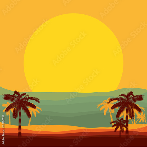 beach paradise scene icon vector illustration graphic design