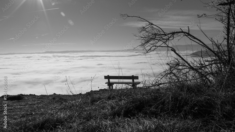 A bench to rest over the clouds