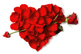 Red rose petals heart