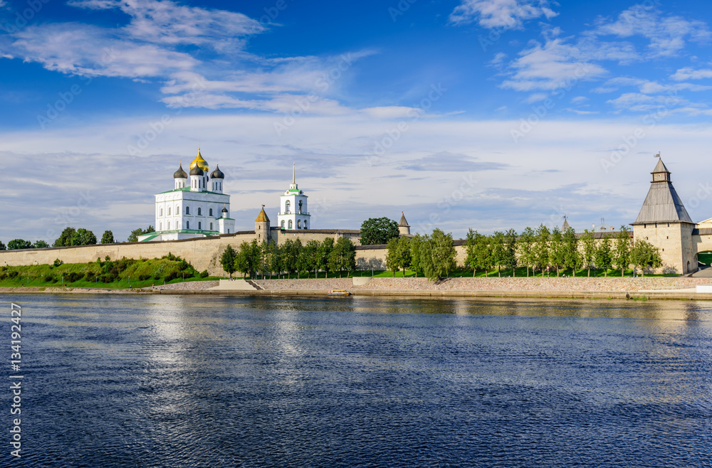 Ancient Kremlin in Pskov in the summer Sunny day, Russia