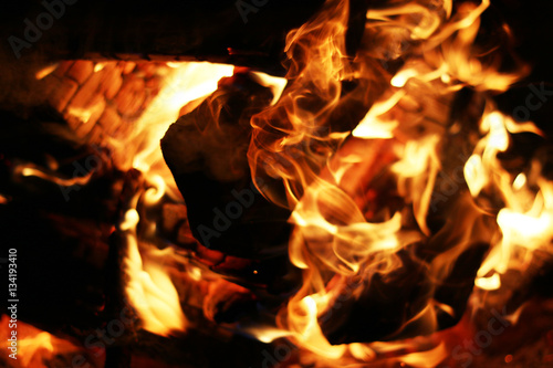 burning log fire