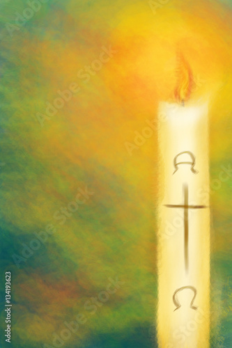 Fotografija Easter candle - Abstract artistic pastel style christian religious illustration