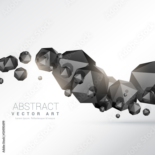 abstract floating black polyhedron shapes 3d objects