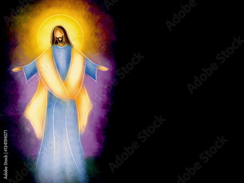 Obraz na plátně Easter resurrection religious background - the risen Lord Jesus