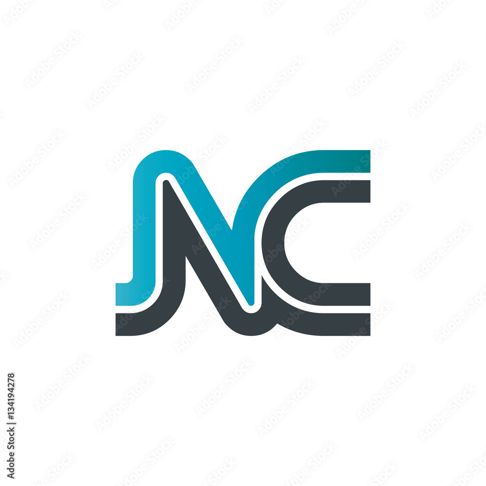 Initial Letter NC Linked Design Logo Initial Letter NC Linked Design Logo