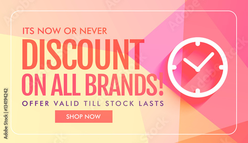 discount and sale banner design with clock icon