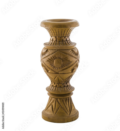 wooden vase isolated
