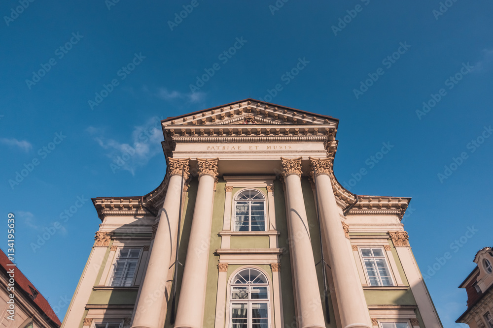 Facade of Estates Theater in Prague