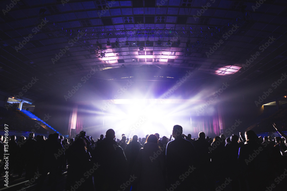 Spectators in the large concert hall. Spectators in the large concert hall.
