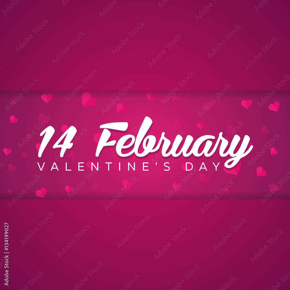 Happy Valentines Day. Background with hearts. Vector flat illustration.