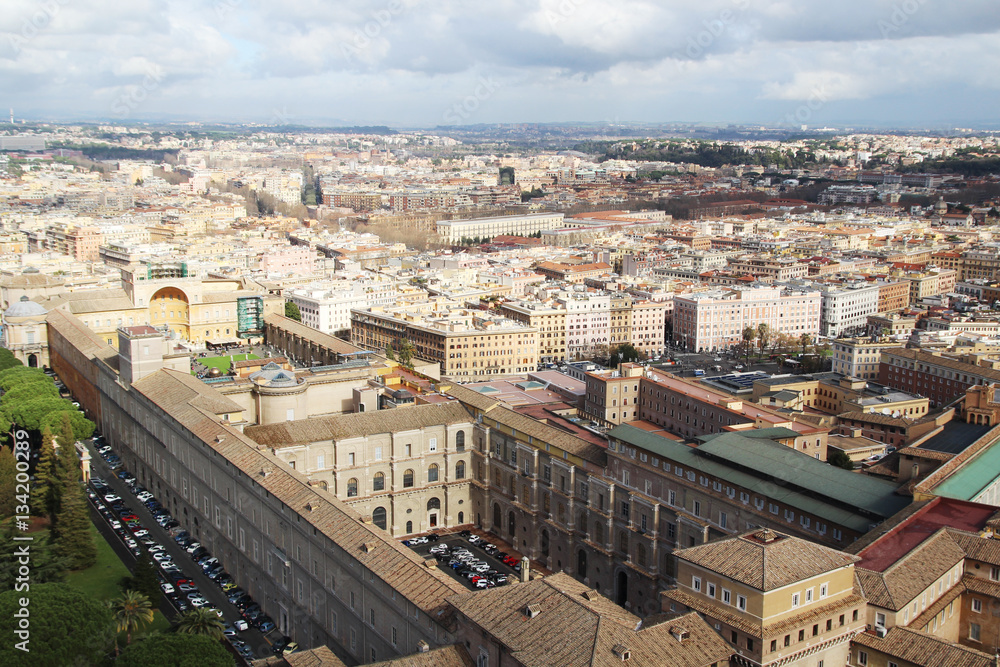 View from the cupola of Vatican Saint Peter's Cathedral 