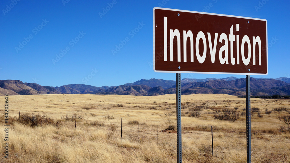 Innovation brown road sign
