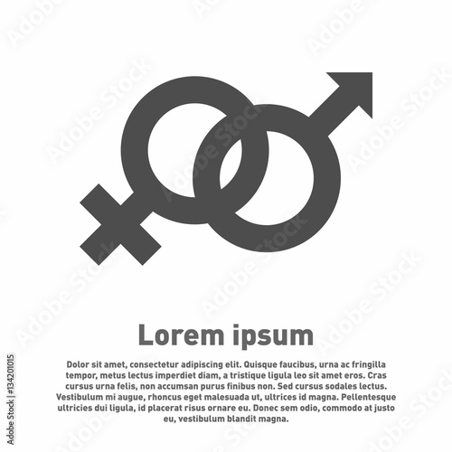 Gender icons. Simple symbols on white background and text example. Vector illustration