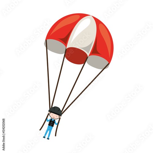 Skydiving extreme sport icon vector illustration graphic design