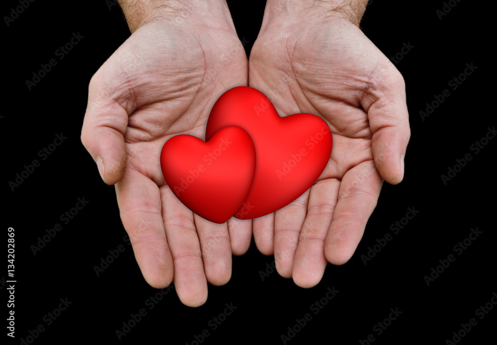 Fototapeta premium cœurs main saint-valentin