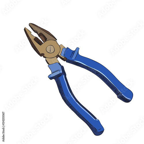 Vector color sketch of pliers