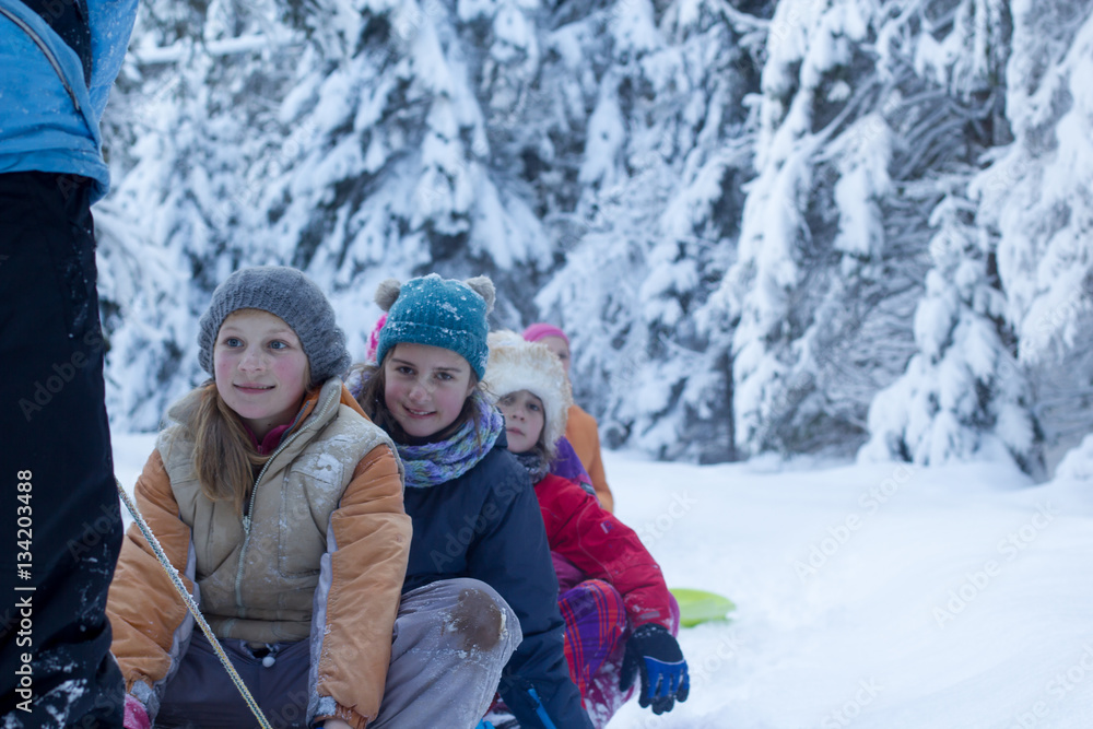 Children sledging Children sledging