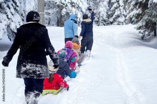 Tableau sur toile Children sledging