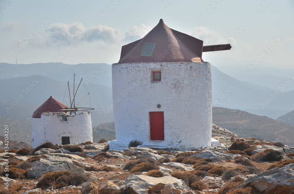 Moulin à vent en ruine en Grèce, Cyclades