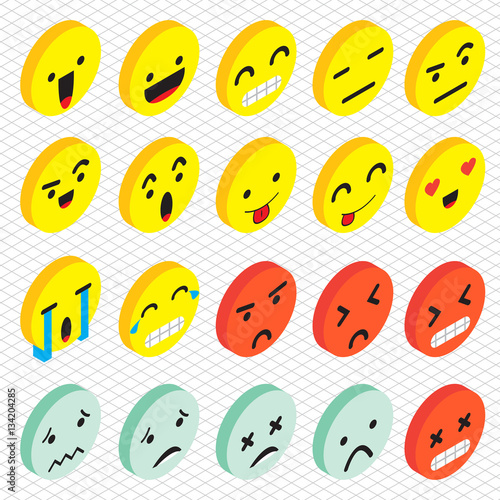 illustration of info graphic emoticons icon concept in isometric 3d graphic