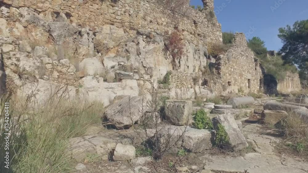4K video of the ancient city of Syedra. Alanya, Turkey. Traveling through the centuries. 4K video of the ancient city of Syedra. Alanya, Turkey. Traveling through the centuries.
