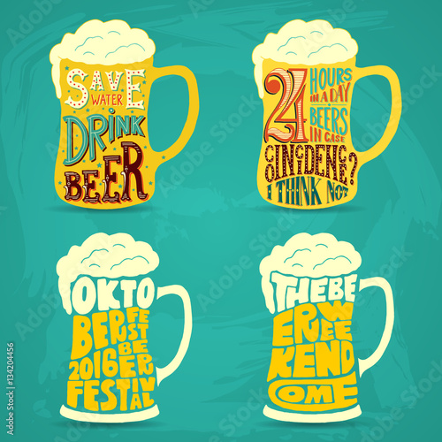 Vintage calligraphic grunge beer design