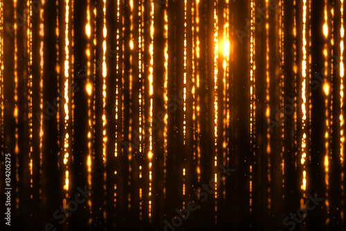 christmas digital glitter sparks golden particles strips flowing on black background