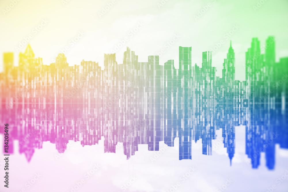 Rainbow cityscape