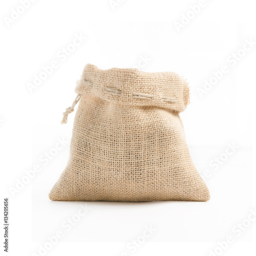 Gunny bag brown teapot On a white background taken in the studio