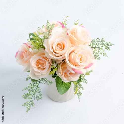 A bouquet of soft pink on a white background.