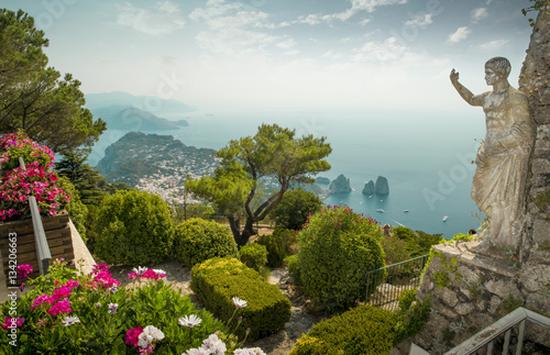 Panorama of Capri Island from Mount Solaro, Italy