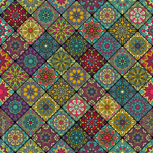 Seamless pattern. Vintage decorative elements. Hand drawn background. Islam, Arabic, Indian, ottoman motifs. Perfect for printing on fabric or paper.