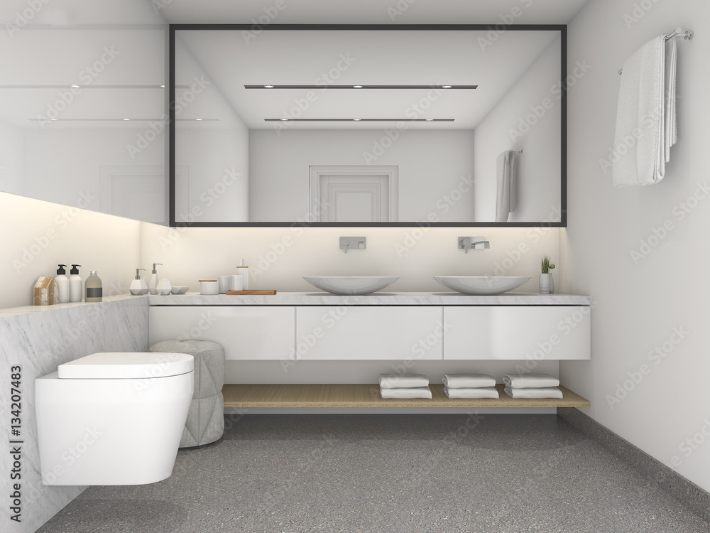 3d rendering white minimal modern style bathroom 3d rendering white minimal modern style bathroom