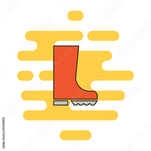 Gumboots color thin line icon. Cloud background