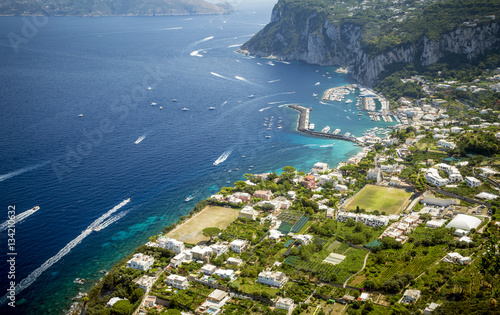 Aerial photo of Capri island in Italy
