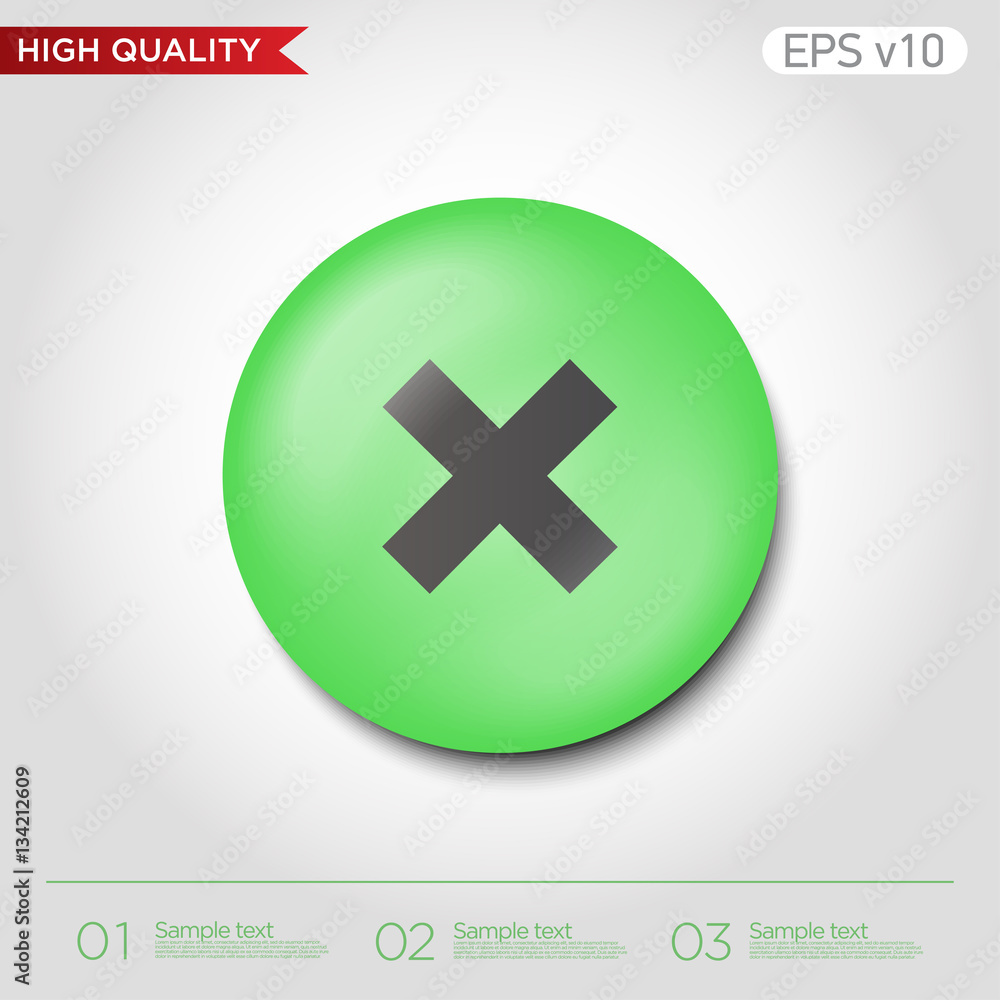 Obraz premium Colored icon or button of delete or cross symbol with background