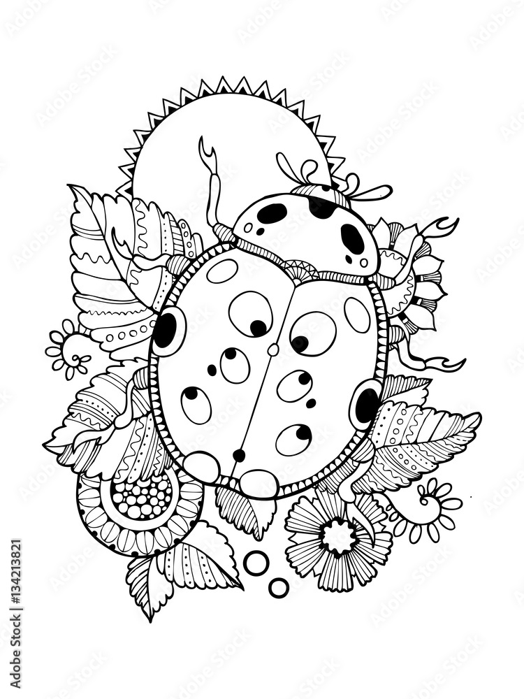 Ladybug coloring book vector illustration Stock Vector | Adobe Stock