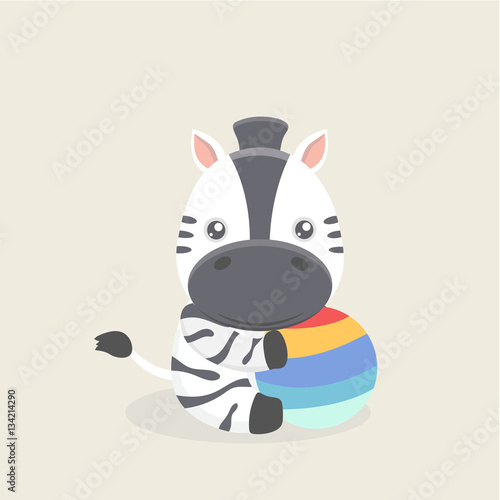 Vector cartoon character of little funny zebra.
