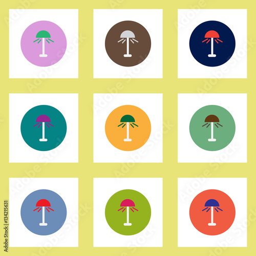 Collection of stylish vector icons in colorful circles floor lamp