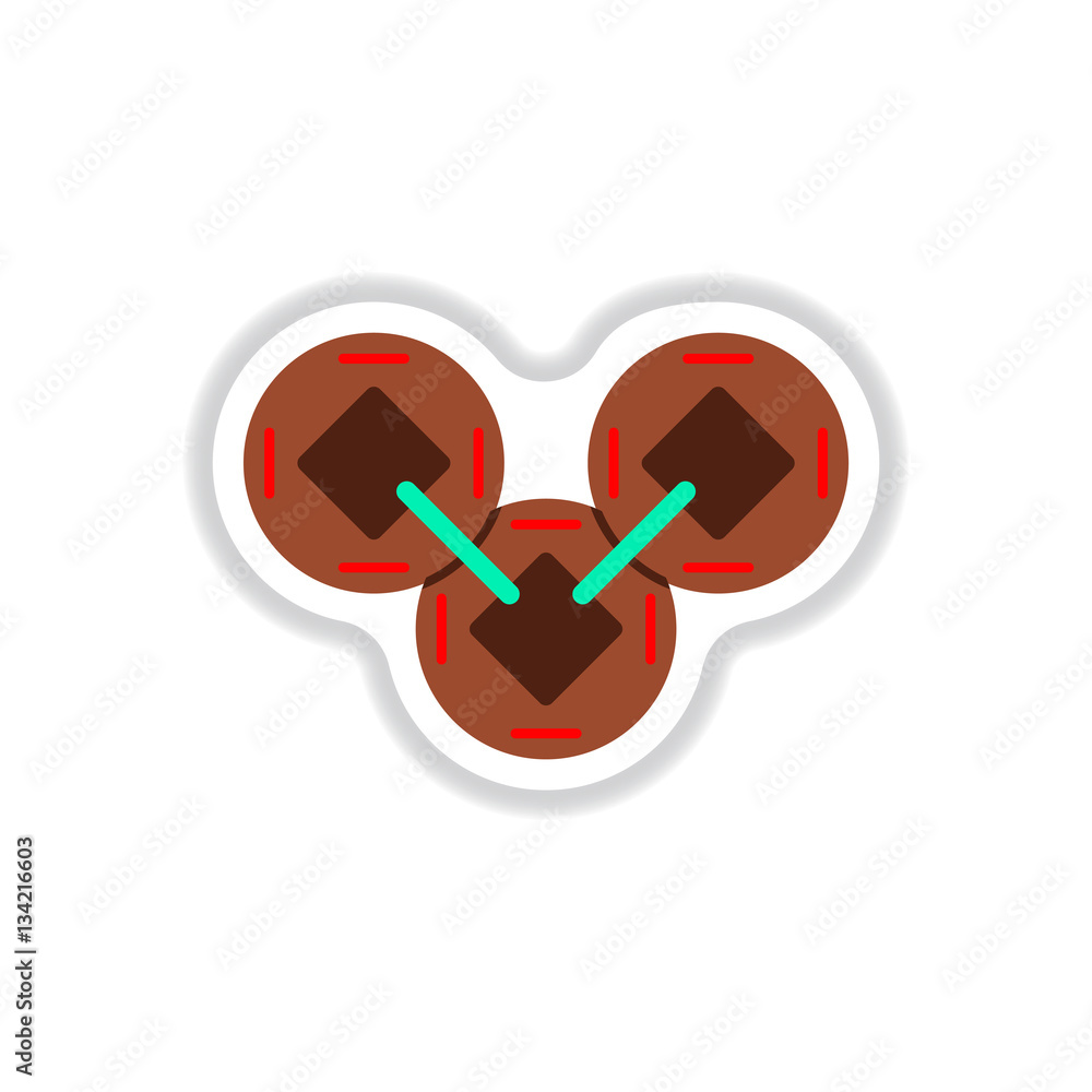 Vector Chinese Copper Coins in paper sticker style Vector Chinese Copper Coins in paper sticker style